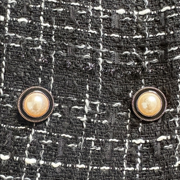 Greathe Women's Black Tweed Double-Breasted Blazer Dress with White Trim, Size S - Picture 6 of 10